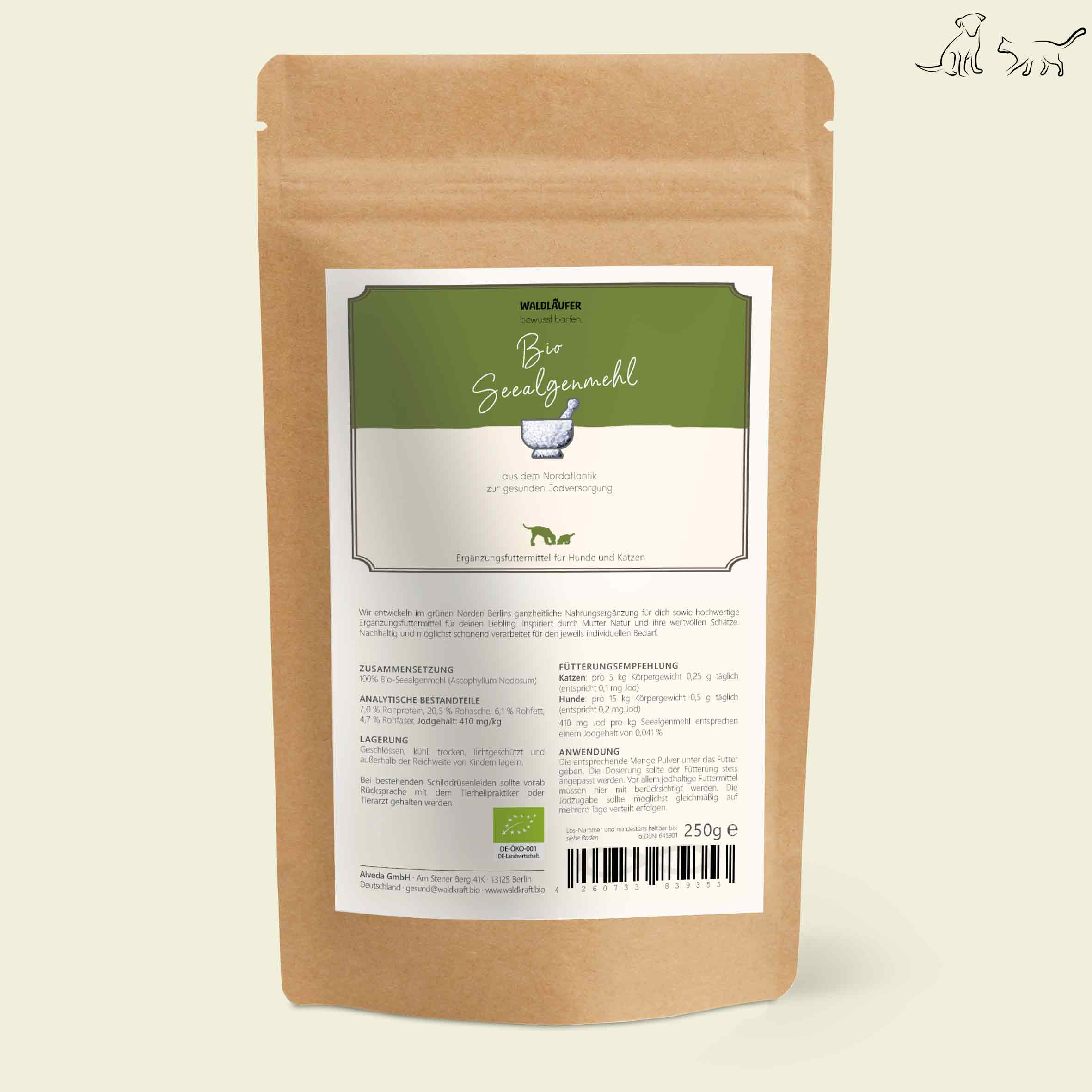 BIO Seealgenmehl - die beste Jodquelle (ascophyllum nodosum) - Nachfüllpack 250g