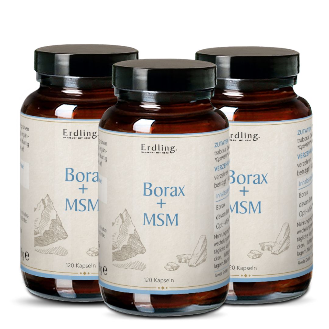 Set: 3er Pack - Borax Original - 99,9% Reinheit - OptiMSM® + Natriumtetraborat - 3x 120 Kapseln — Bild 3