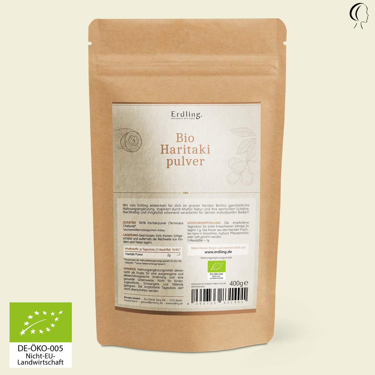 BIO Haritaki Pulver - Standbodenbeutel 400g — Bild 2