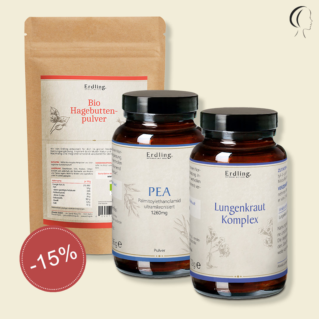Set: Naturtalente - PEA Pulver 36g + Lungenkraut Komplex 120 Kapseln + BIO Hagebuttenpulver 380g — Bild 2