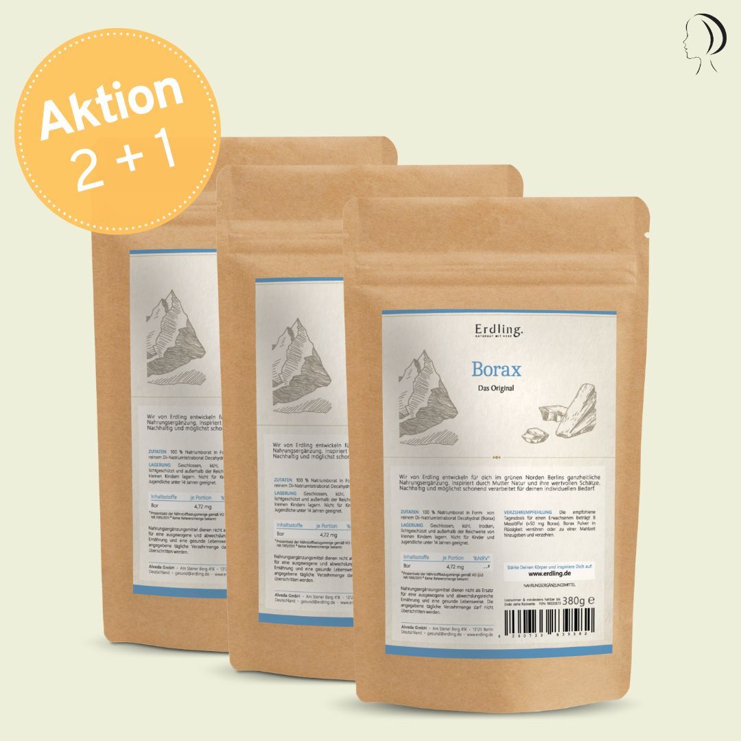 Set: 2+1 Borax - 99,9% Reinheit (Natriumtetraborat) - Nachfüllpack 3x 380g