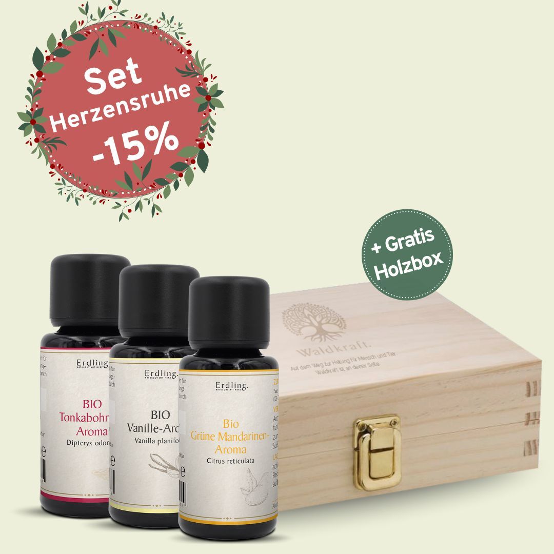 Set: BIO Aromen Herzensruhe - Mandarine + Vanille + Tonka + gratis Holzbox - 3x10ml — Bild 1