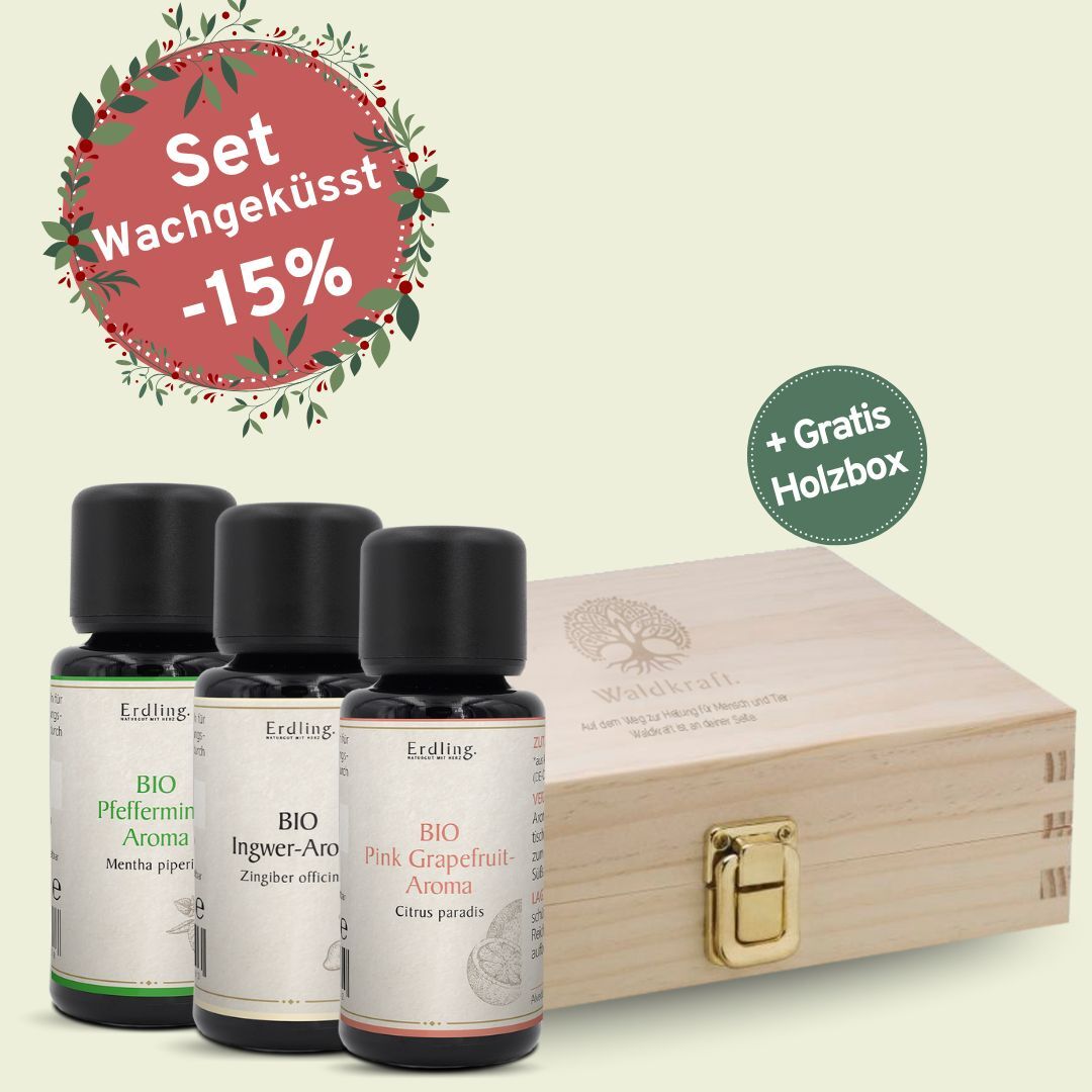 Set: BIO Aromen Wachgeküsst - Grapefruit + Pfefferminze + Ingwer + gratis Holzbox - 3x10ml — Bild 2