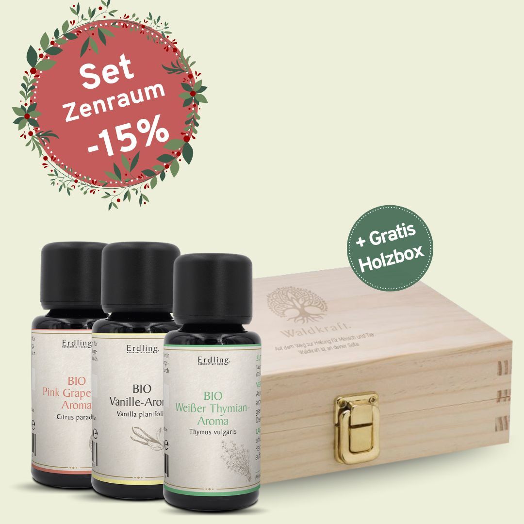 Set: BIO Aromen Zenraum - Thymian weiß + Vanille + Grapefruit + gratis Holzbox - 3x10ml — Bild 2