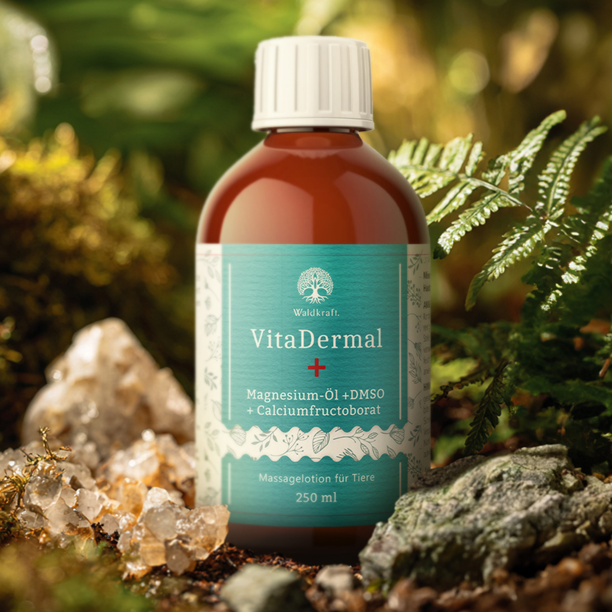 VitaDermal+: Mineralienhaltige Massagelotion für Tiere mit Magnesium-Öl + DMSO + Calciumfructoborat - 250ml