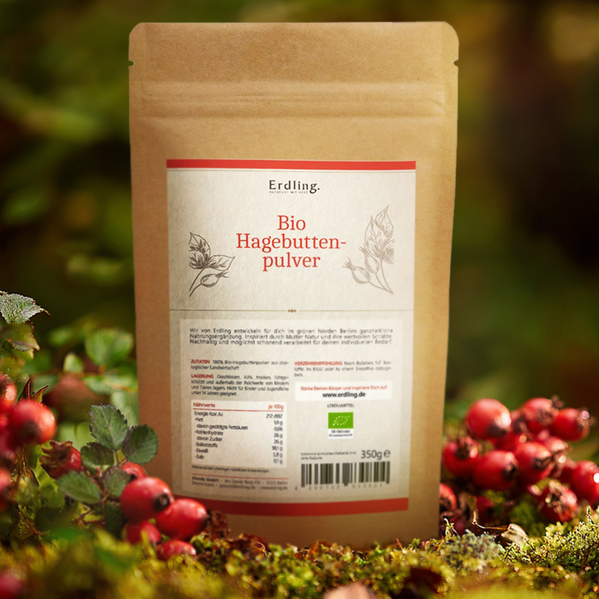 BIO Hagebuttenpulver - Standbodenbeutel 350g