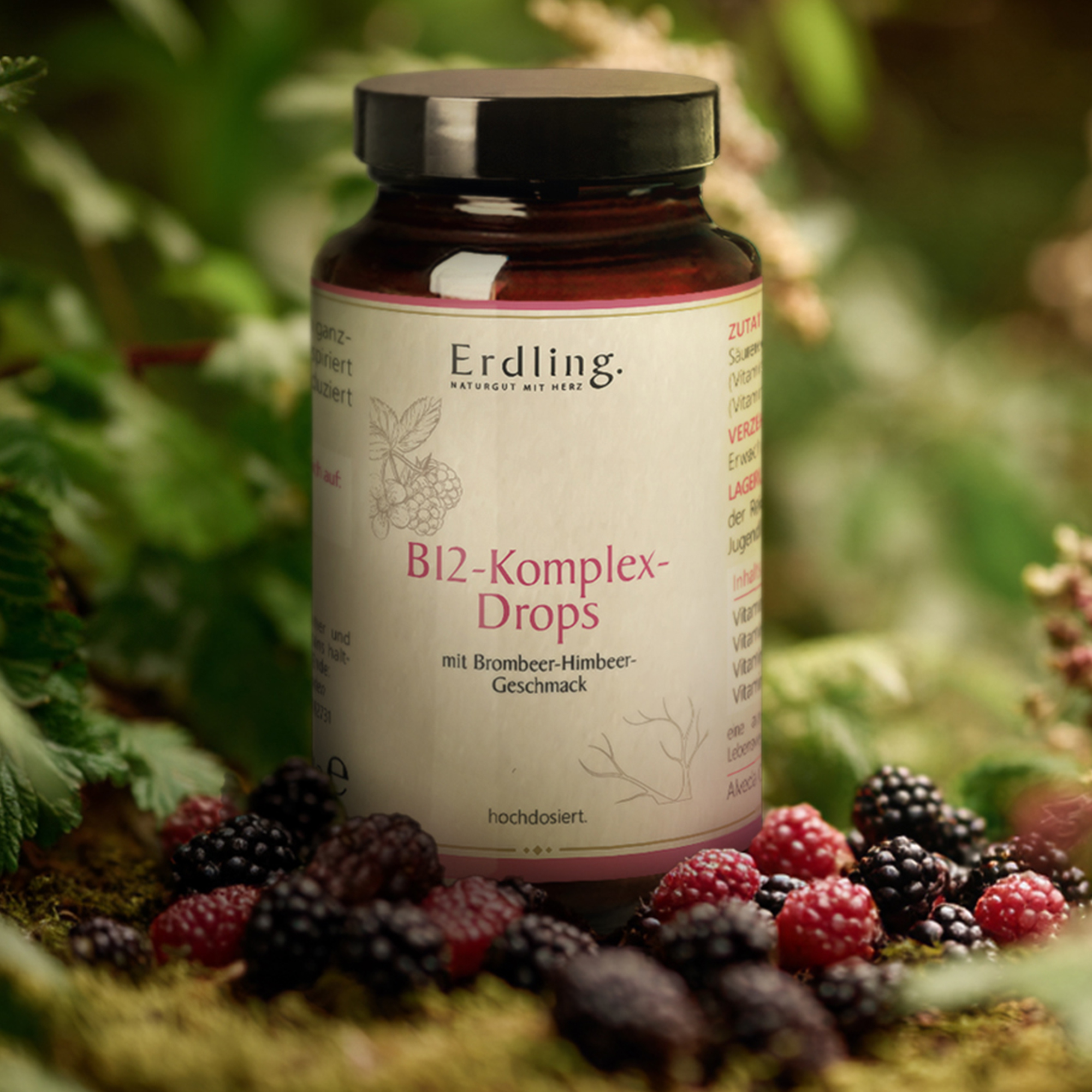 Vitamin B12-Komplex Brombeer - Himbeer Drops - 50 Stück