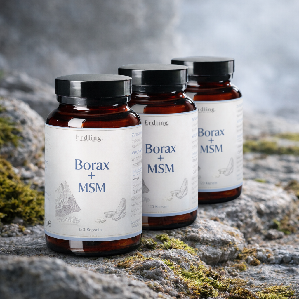 Set: 3er Pack - Borax Original - 99,9% Reinheit - OptiMSM® + Natriumtetraborat - 3x 120 Kapseln
