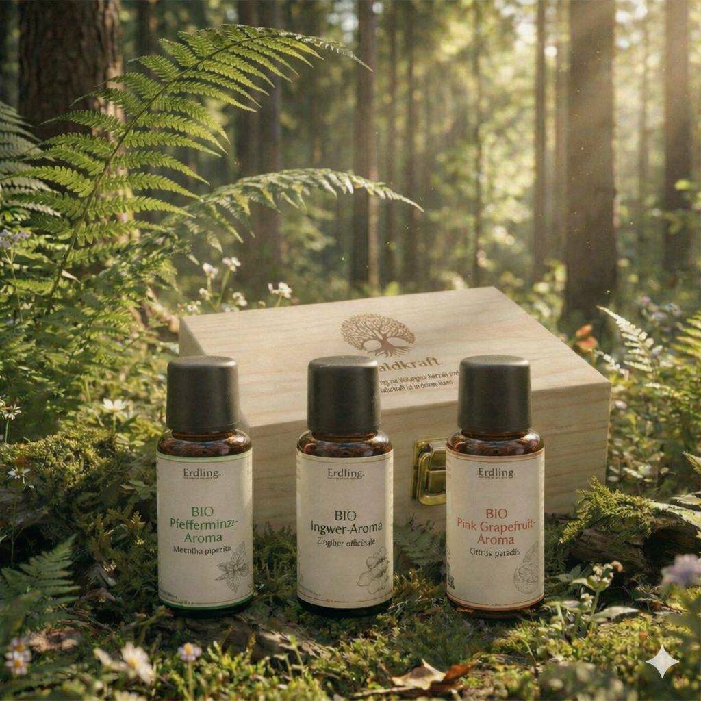 Set: BIO Aromen Wachgeküsst - Grapefruit + Pfefferminze + Ingwer + gratis Holzbox - 3x10ml — Bild 2