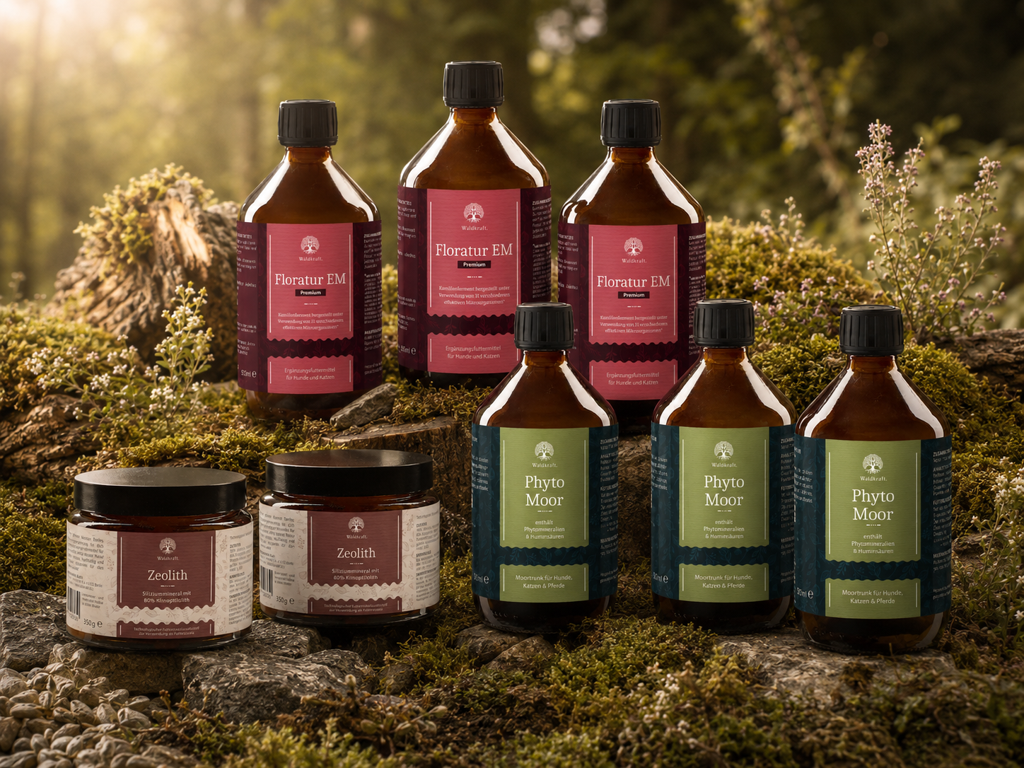 Darm-Kur für große Hunde - 3x Floratur EM Premium 510ml + 3x Phyto Moor 500ml + 2x Zeolith Tiegel 350g
