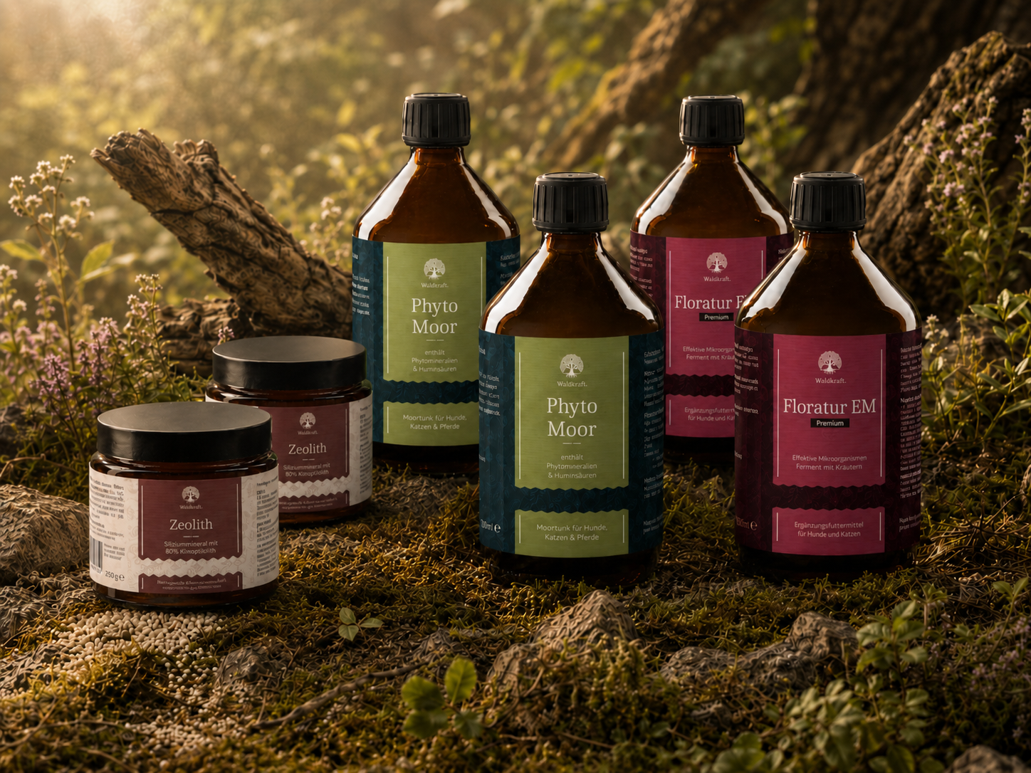 Darm-Kur für mittlere Hunde - 2x Floratur EM Premium 510ml + 2x Phyto Moor 500ml + 2x Zeolith Tiegel 350g