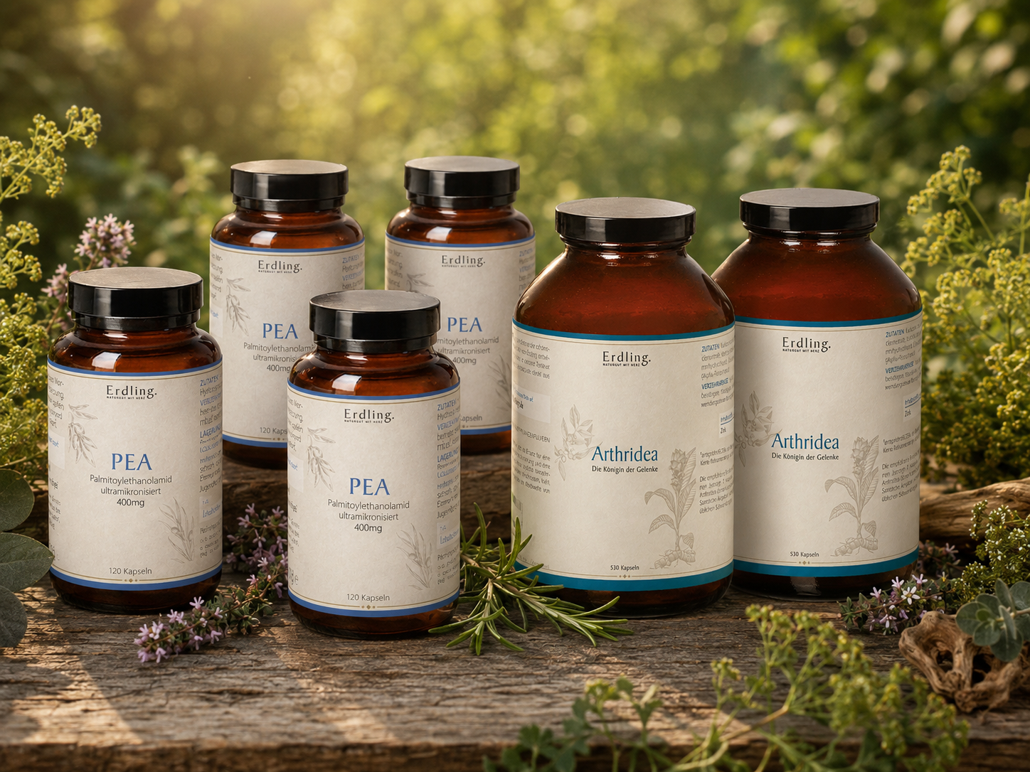 Gelenk-Kur Groß: 4x PEA – Palmitoylethanolamid (je 120 Kapseln, 400mg) + 2× Arthridea Kapseln (je 530 Kapseln)