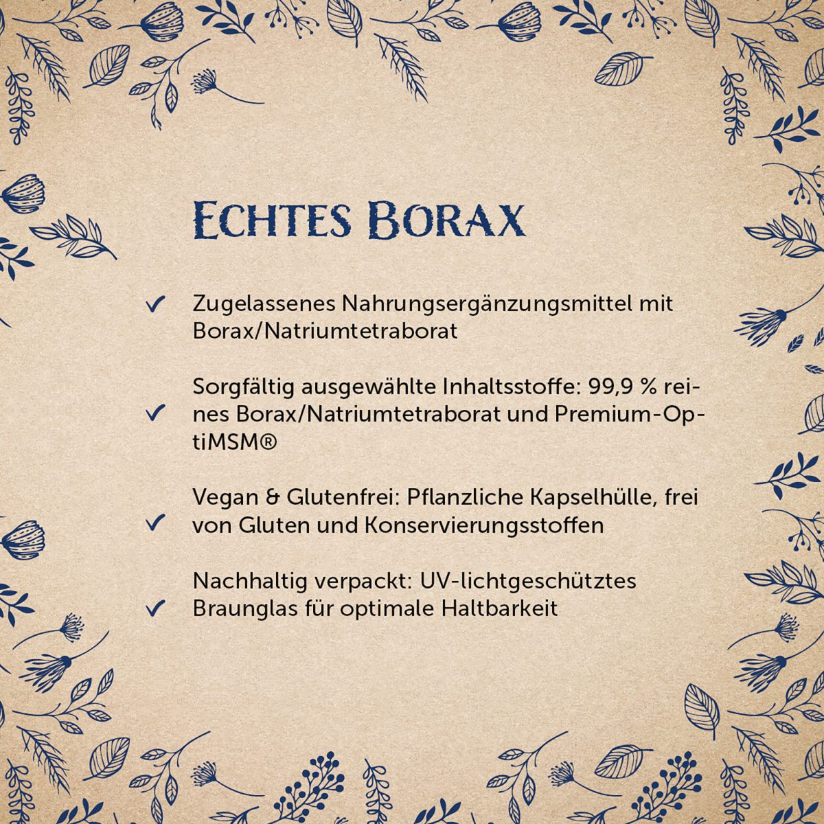 Borax Original - 99,9% Reinheit - OptiMSM® + Natriumtetraborat - 120 Kapseln — Bild 2