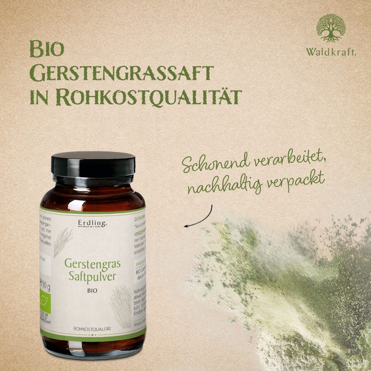BIO Gerstengras Saftpulver - 90g — Bild 3