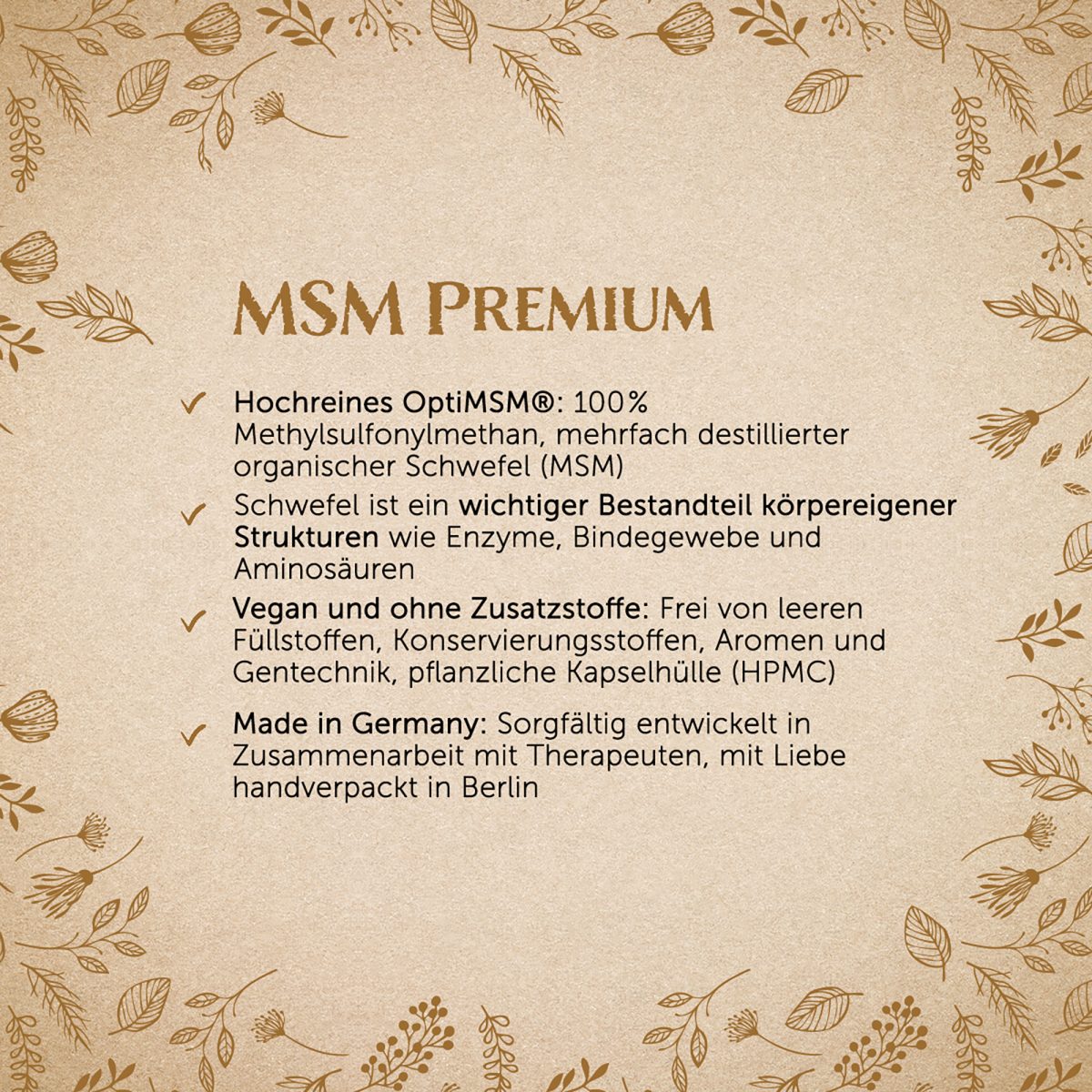 MSM Premium mit OptiMSM® - Organischer Schwefel MSM - 120 Kapseln — Bild 2