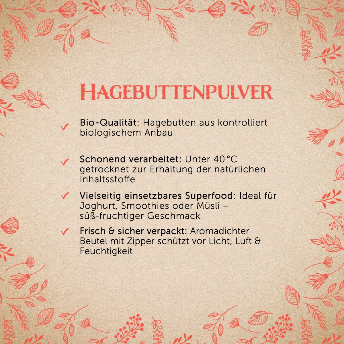 BIO Hagebuttenpulver - Standbodenbeutel 350g — Bild 2