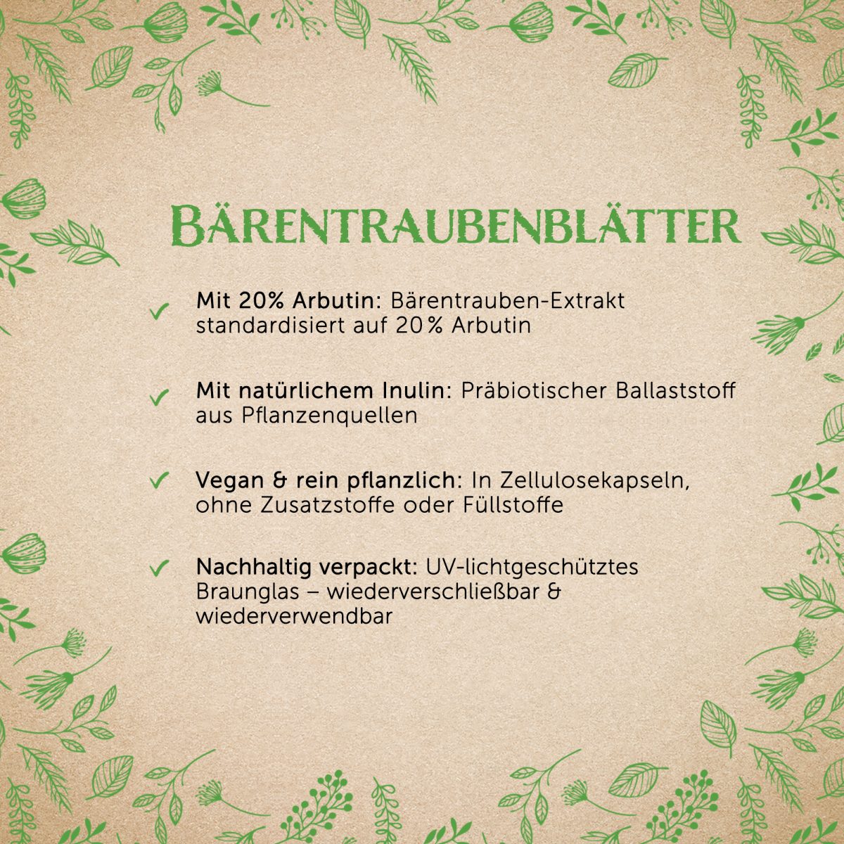 Bärentraubenblätter-Extrakt + Inulin - 120 Kapseln — Bild 2