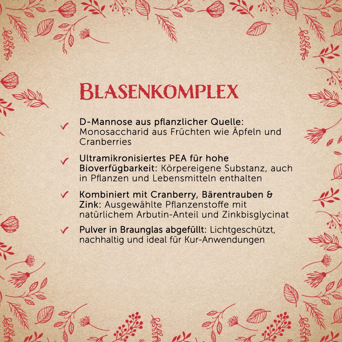 Blasenkomplex - mit D-Mannose - PEA - Cranberry - 90g — Bild 2