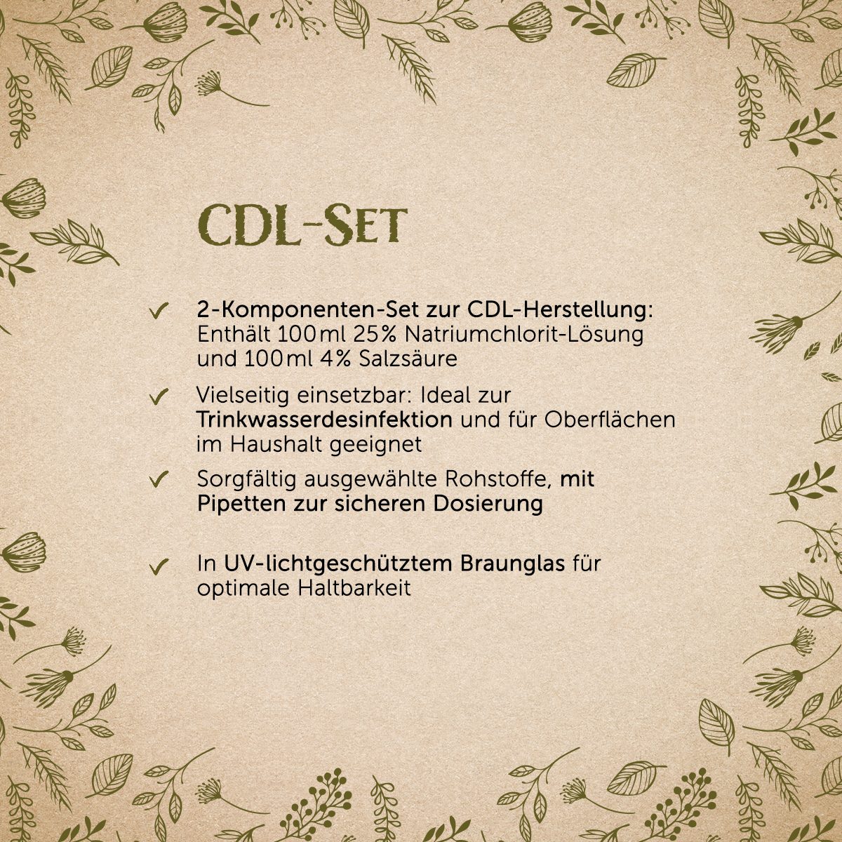 CDL-Set: Chlordioxid zur Selbstherstellung - Natriumchlorit + Salzsäure 2x 100ml — Bild 2