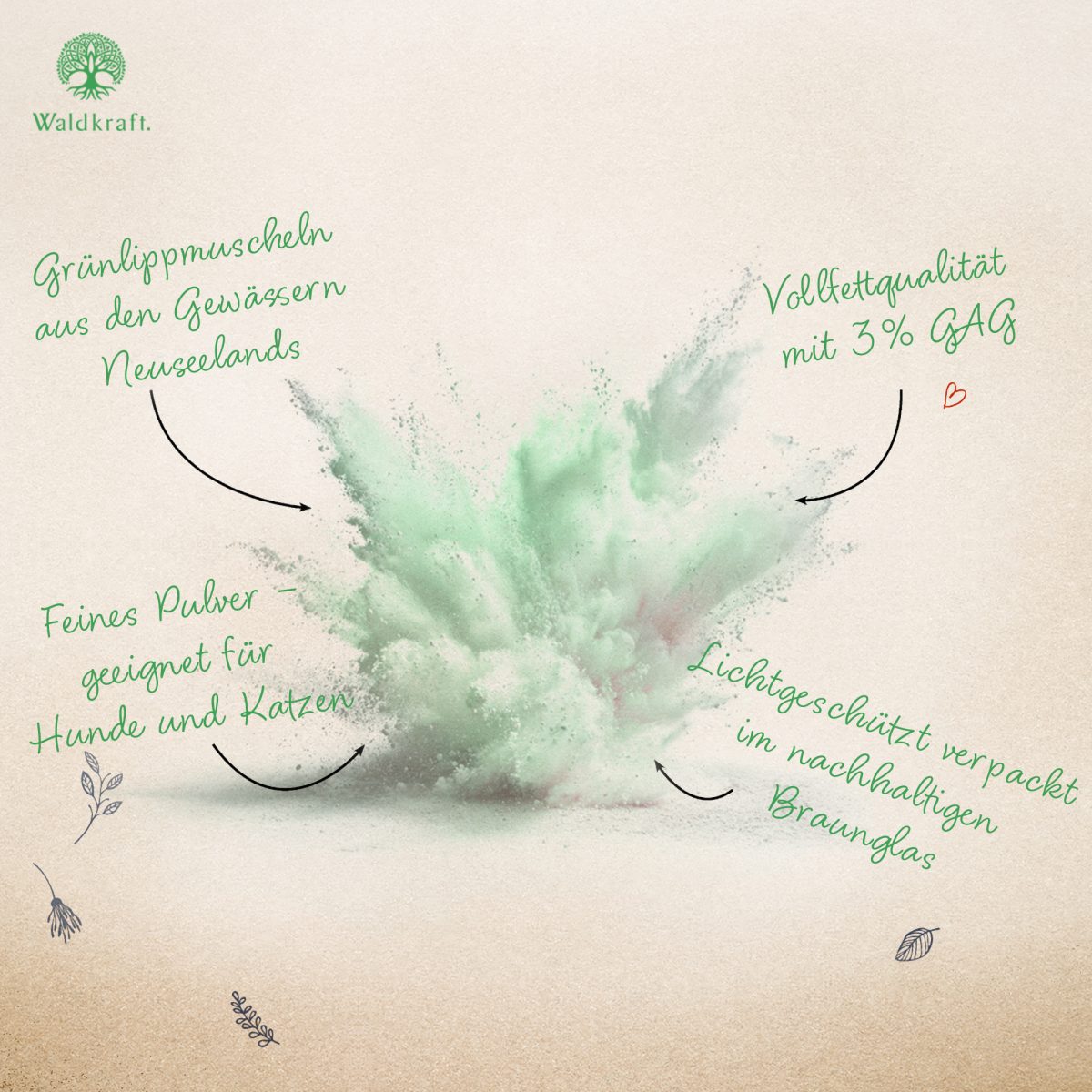 Grünlippmuschelpulver - Vollfett 3%