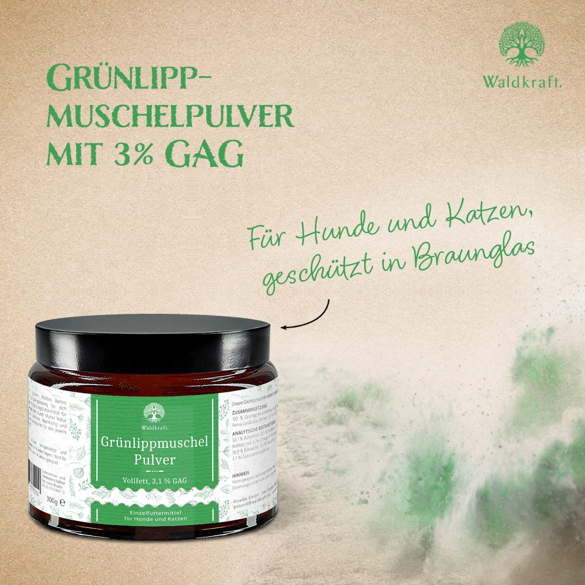 Grünlippmuschelpulver - Vollfett 3% — Bild 3