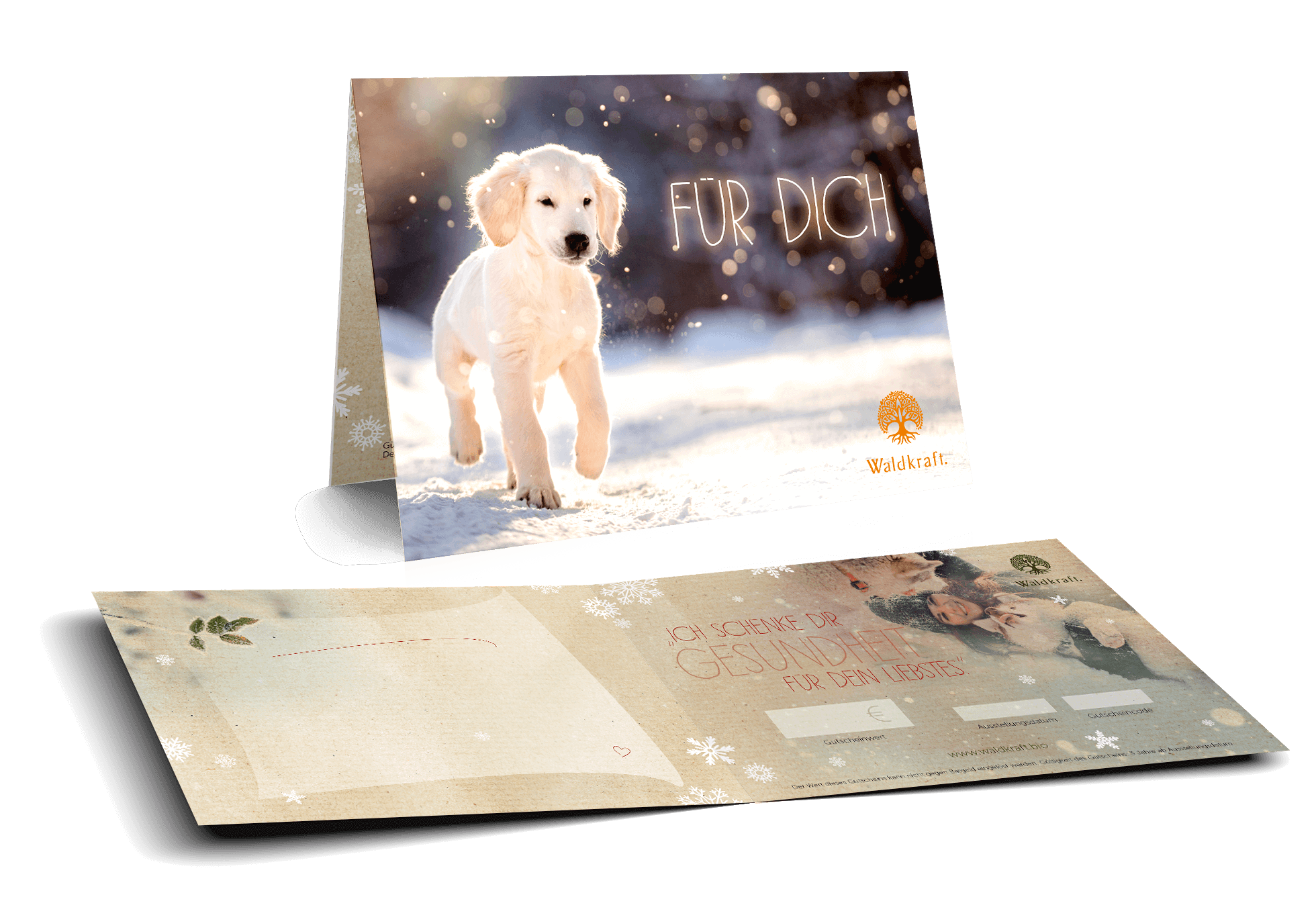 Der besondere Geschenkgutschein 150 € Winter: Welpe im Schnee (Für Dich)