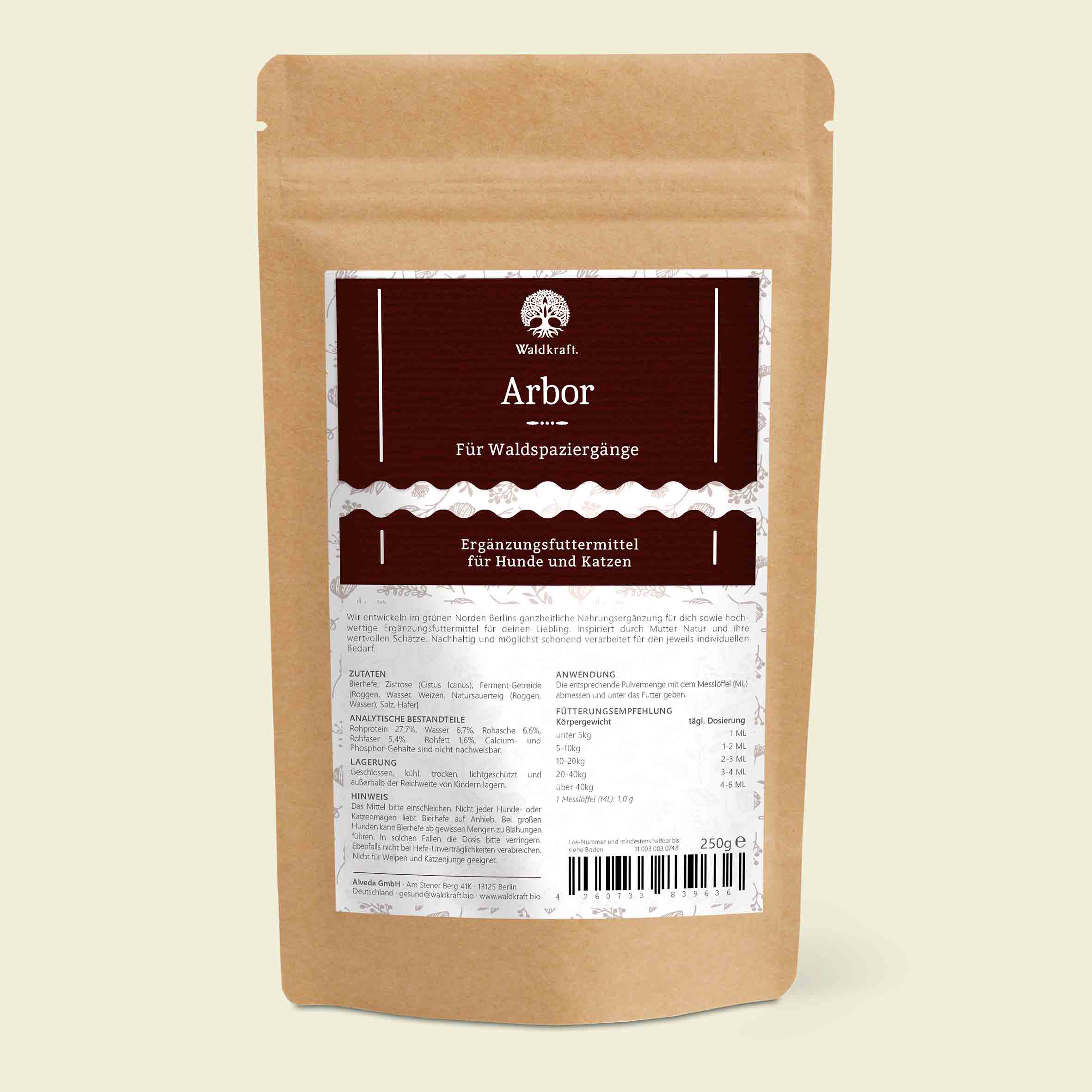 Arbor - Ergänzungsfuttermittel für Hunde und Katzen - Nachfüllpack 250g